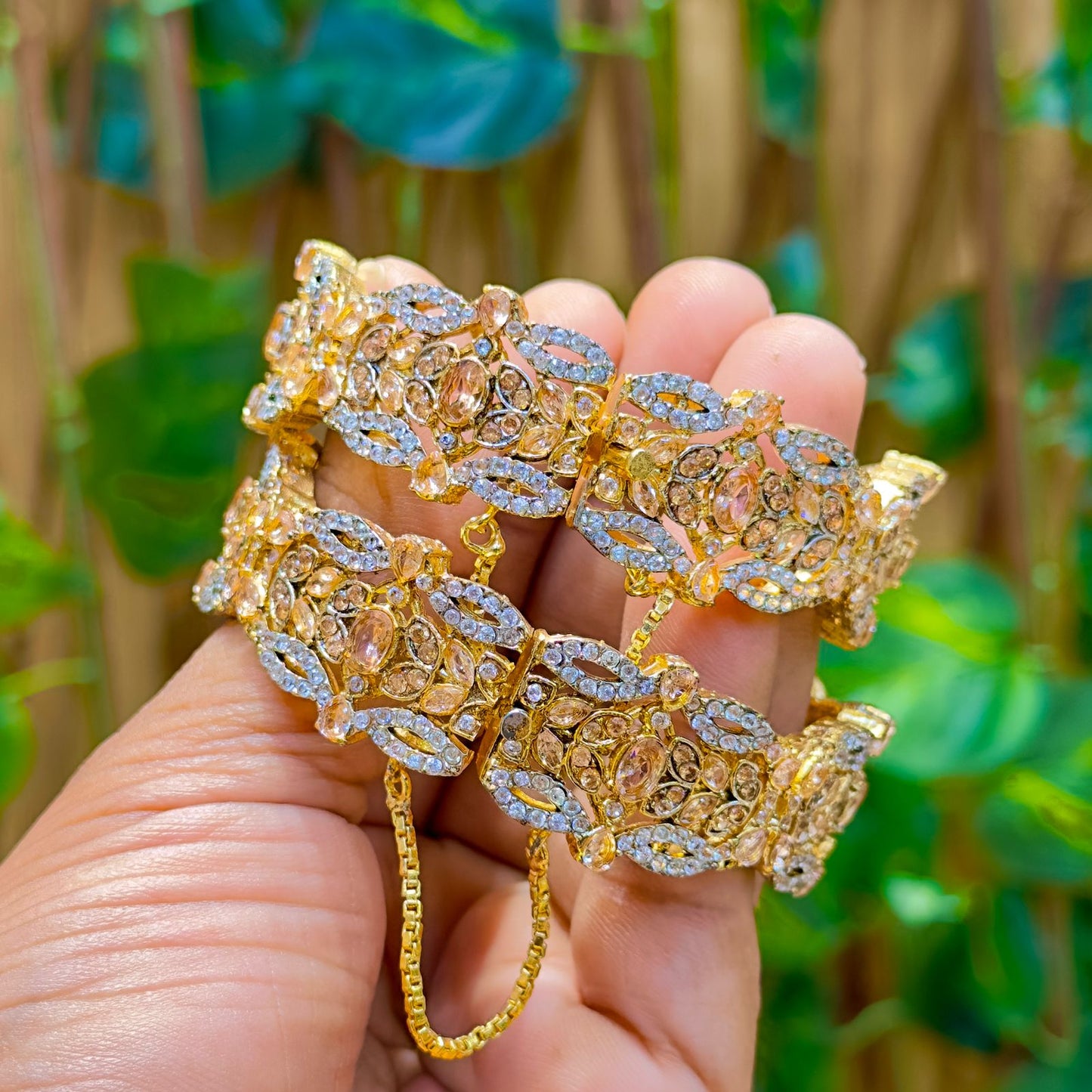 1 pair Of kara  Full zarkun with gold polish