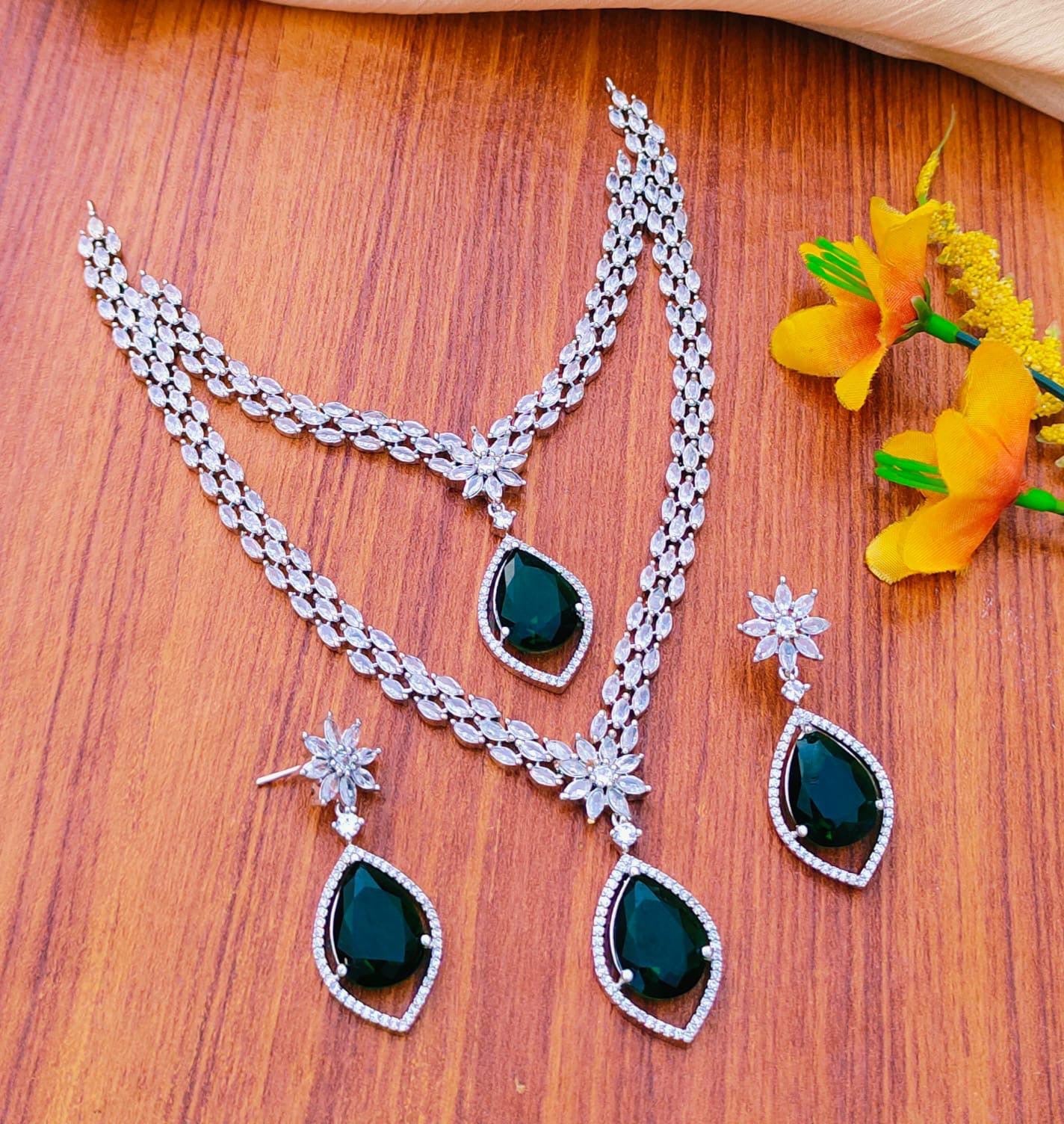 American Diamond Zircons Necklace Sets*