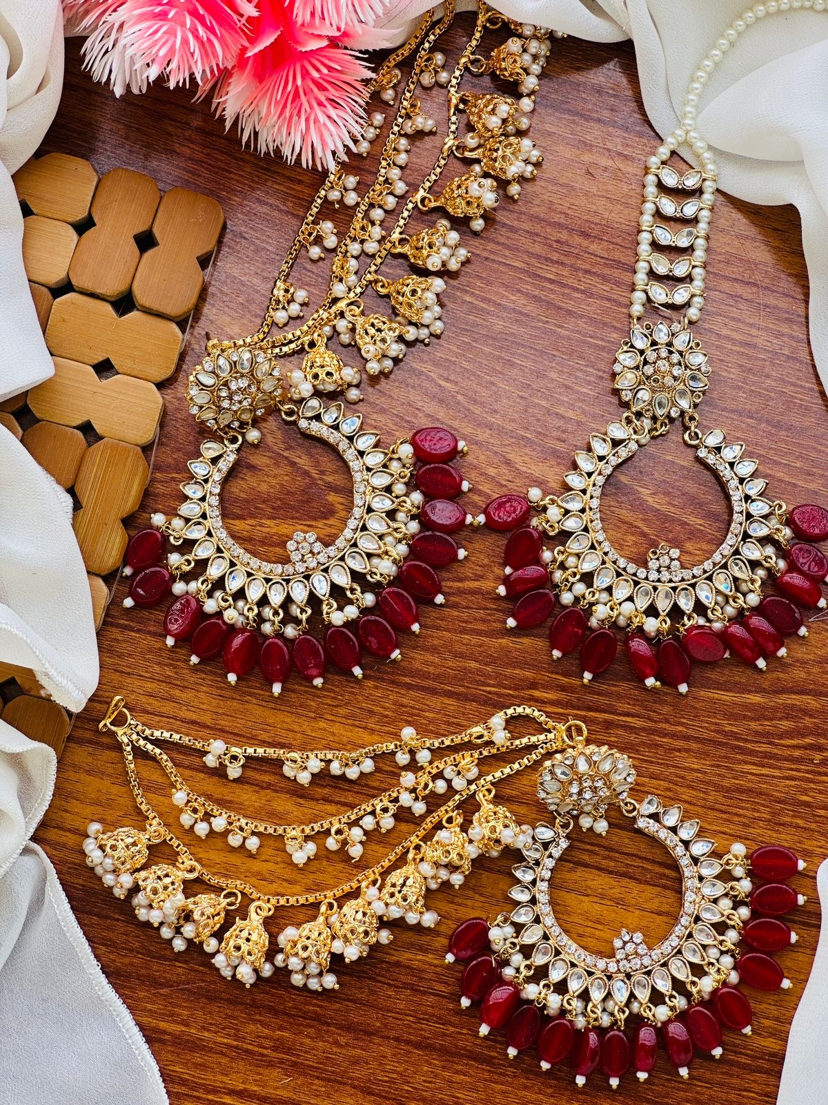 Kundan Balas/Earrings and Tikka/Bindiya sets