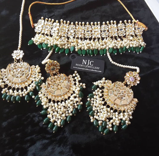 *Made To Order, kundan gold plated real stones chokr set*