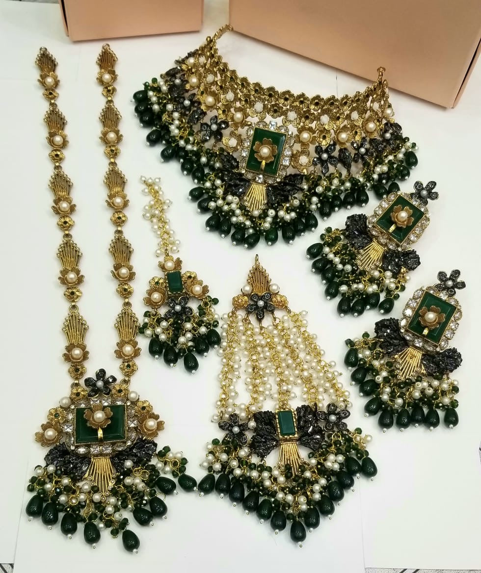 Designer collection, Handmade stone with turkish work complete bridal set