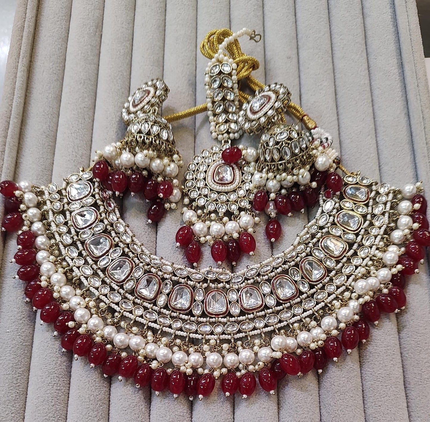 indian Kundan necklace set with tikka