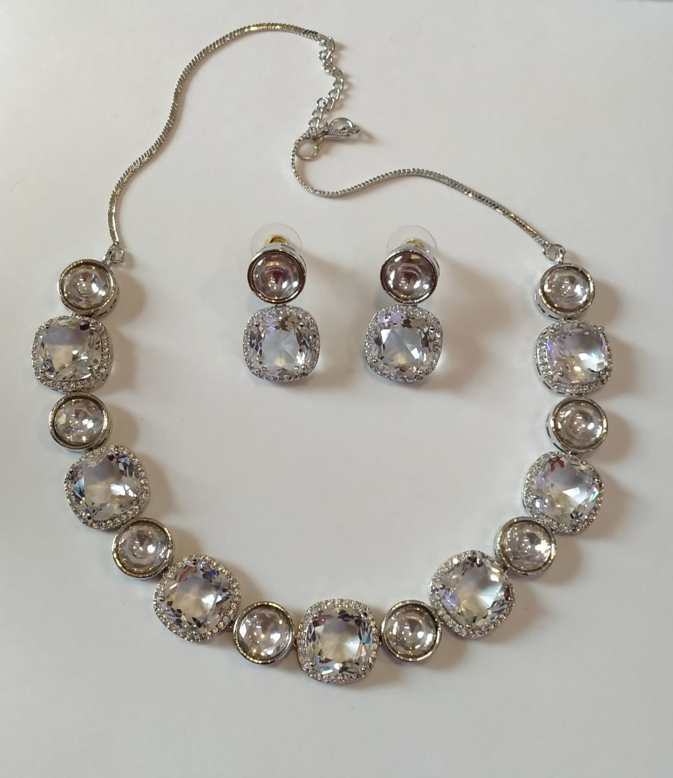 *Silver Plated Diamond Uncut Kundan Necklace*