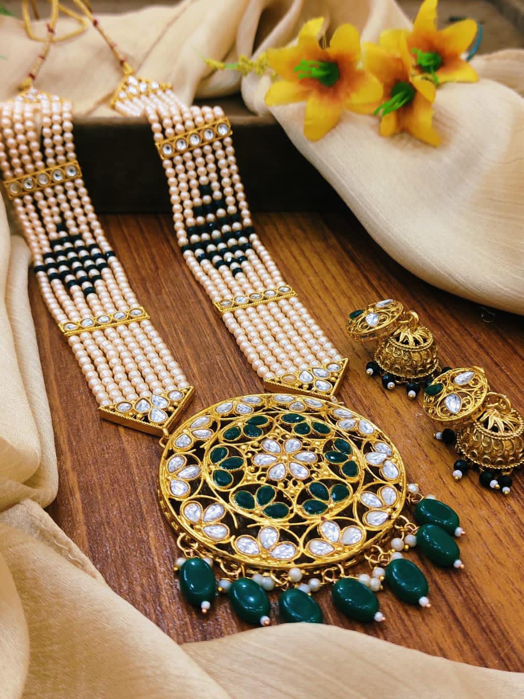 Kundan Mala Jhumkis Set