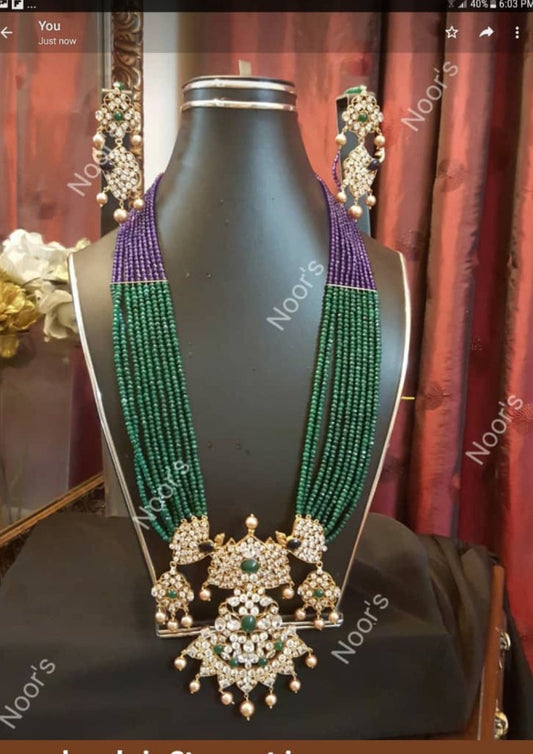 *Made to order, Kundan green and purple mala sets*