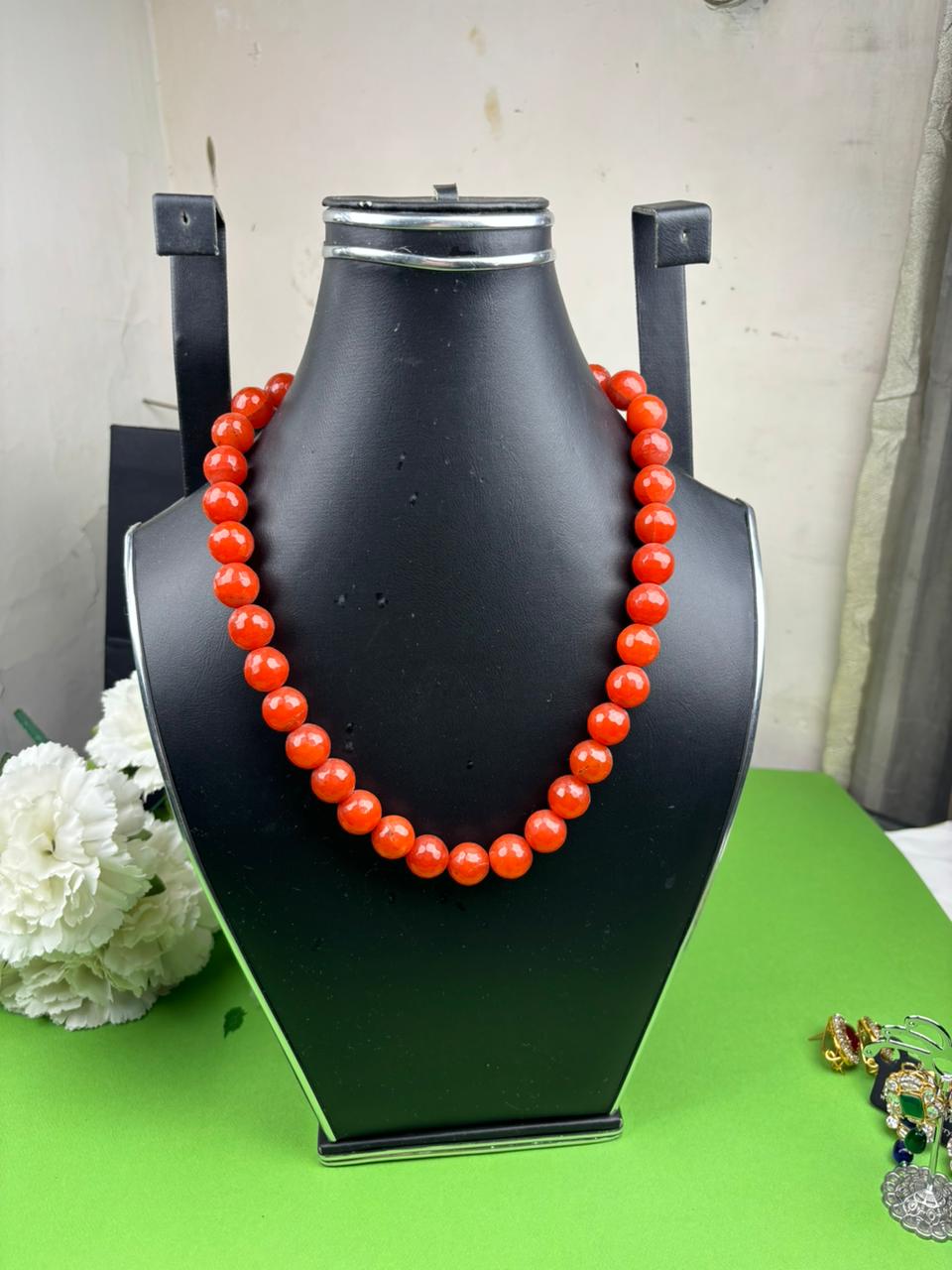 *Made to order, Orange jade strings length 24 inches*