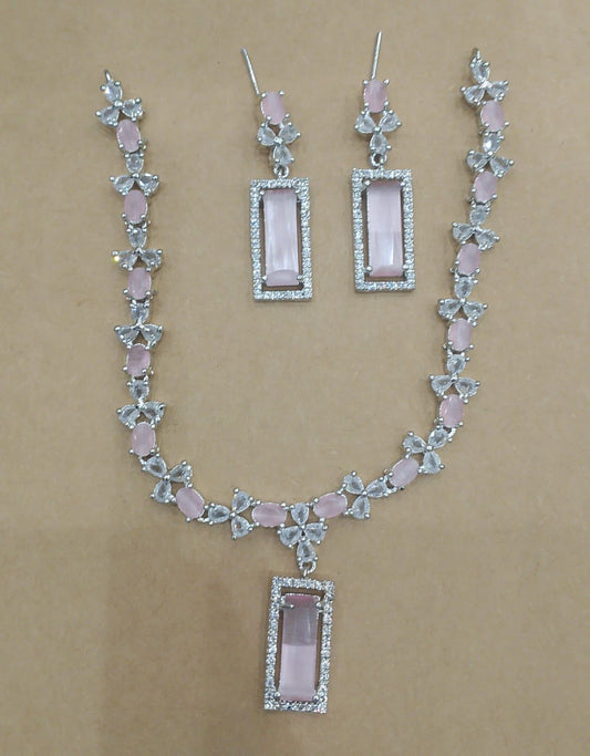 Pink zircon necklace set