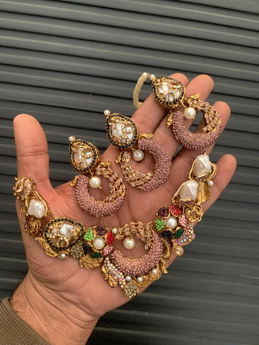 MOP Turkish necklace set with teeka