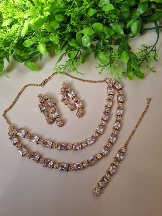 *Double Layered High Quality Zircon Necklace Sets*