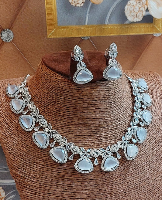 Indian zarcon stone AD fine quality necklace set