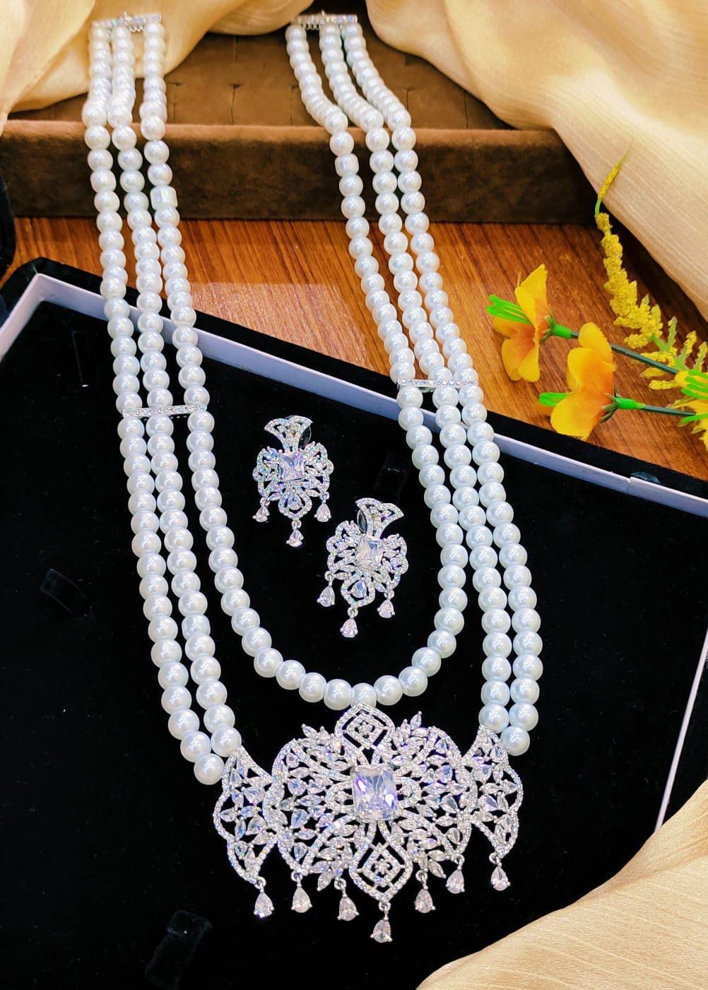 Premium Quality American Diamond Zircon Mala Set*