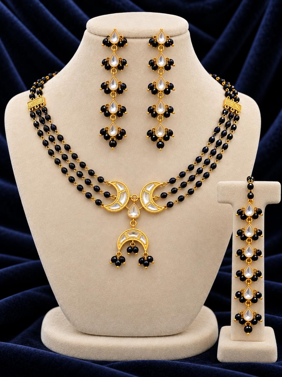 Half mooc sheesh kundan necklace set