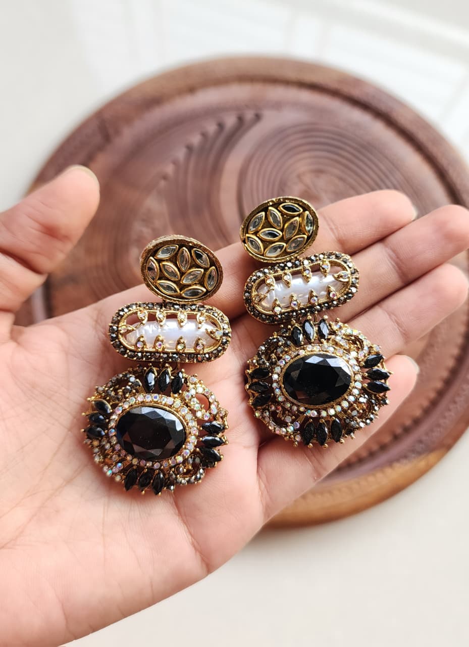 Premium quality stone with mother pearl earrings