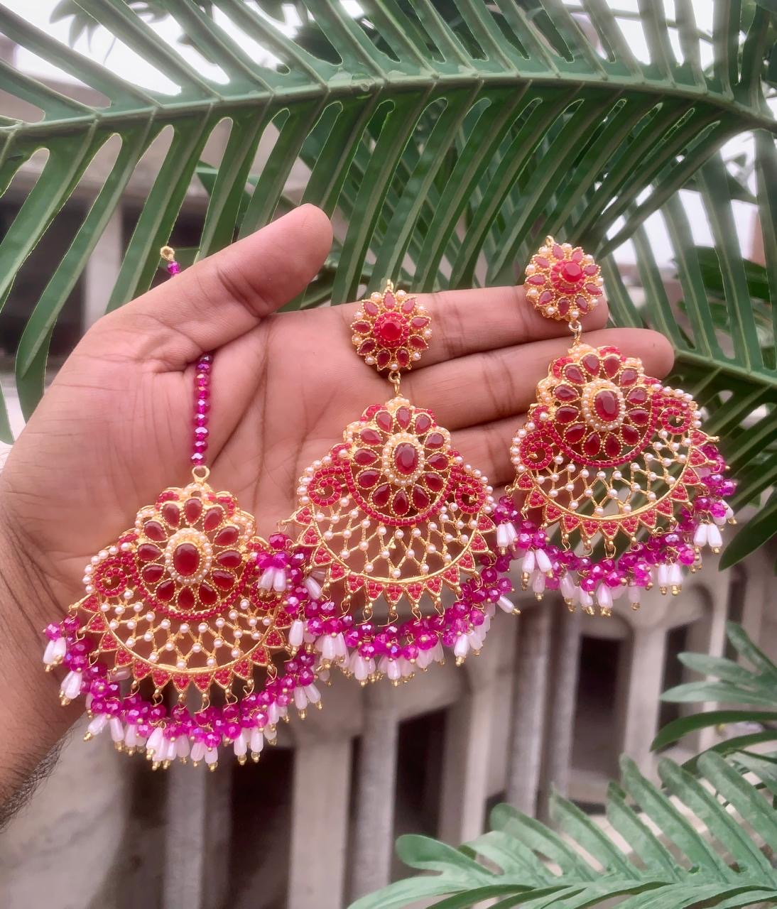 Bala earrings with tikka