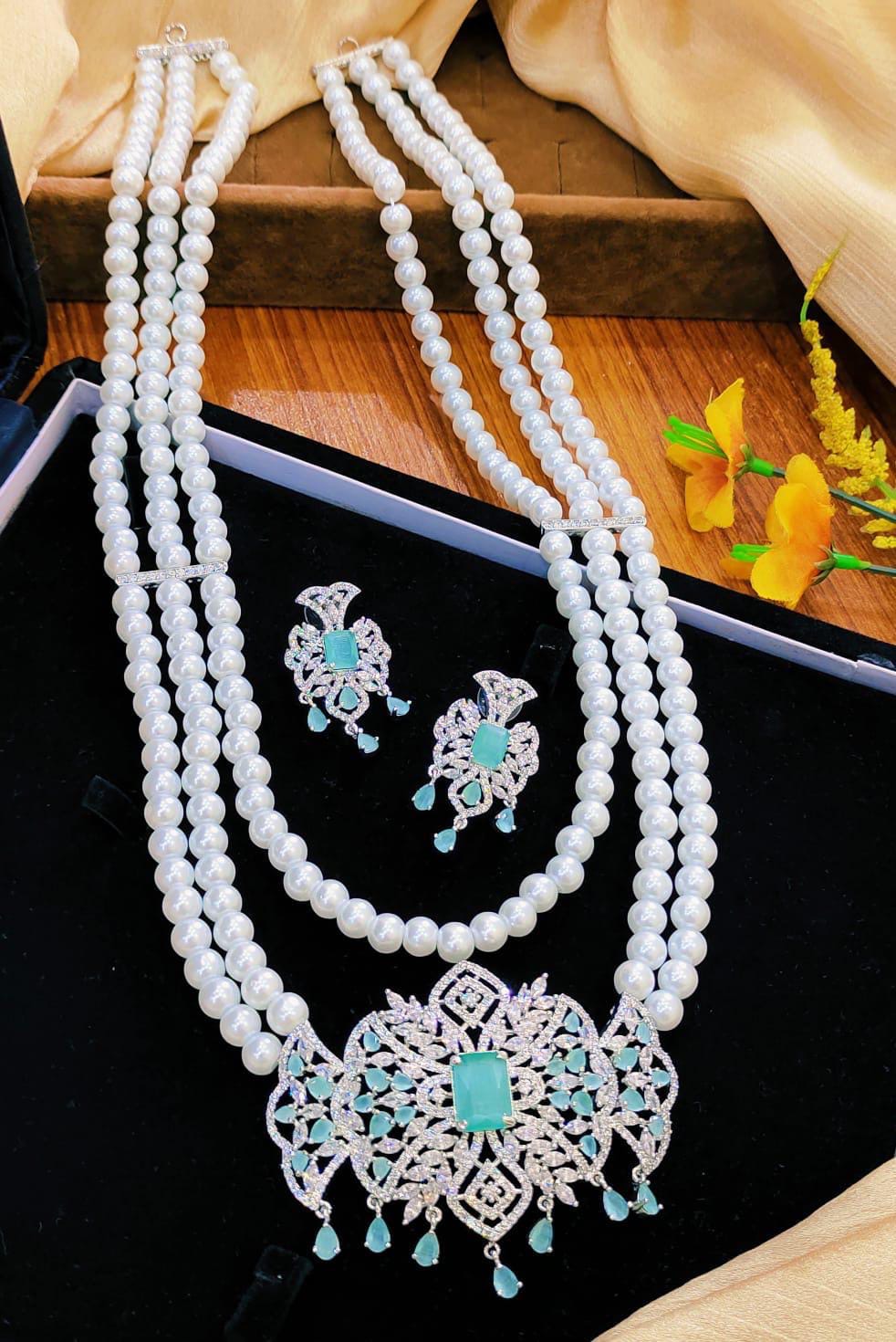 Premium Quality American Diamond Zircon Mala Set*