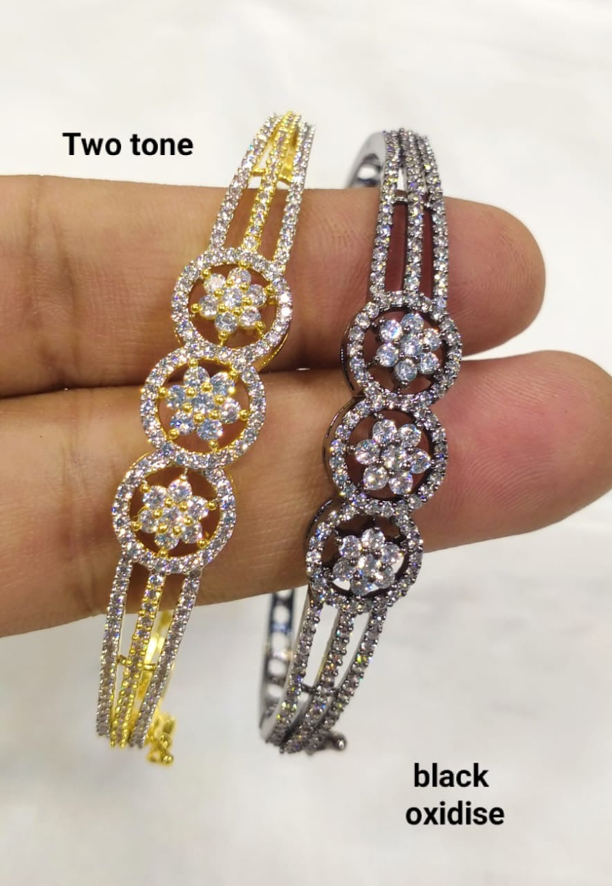 *Zircon Studded Golden Silver Cuff style Bracelets*