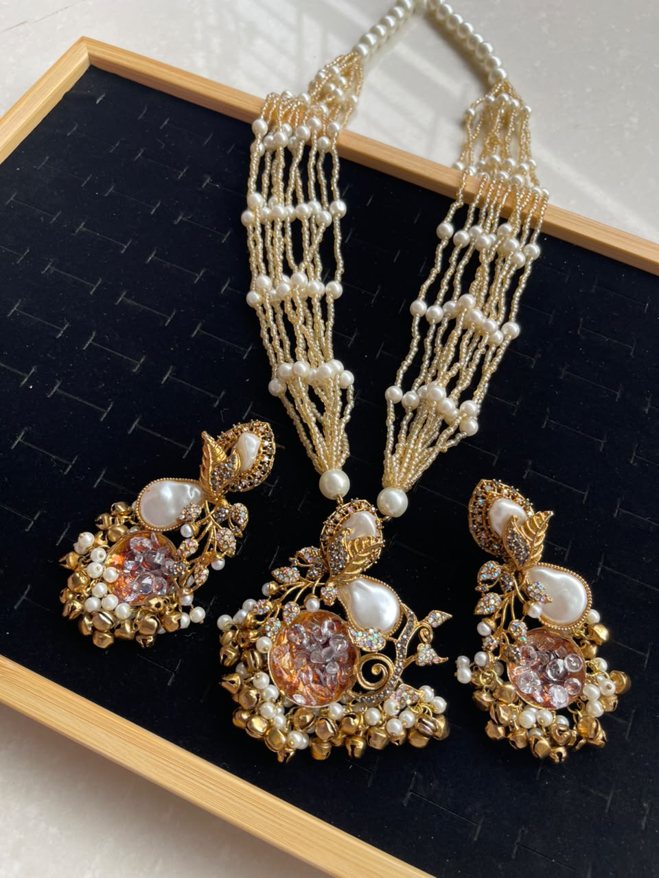Handmade turkish work with mother pearl pandent maala set