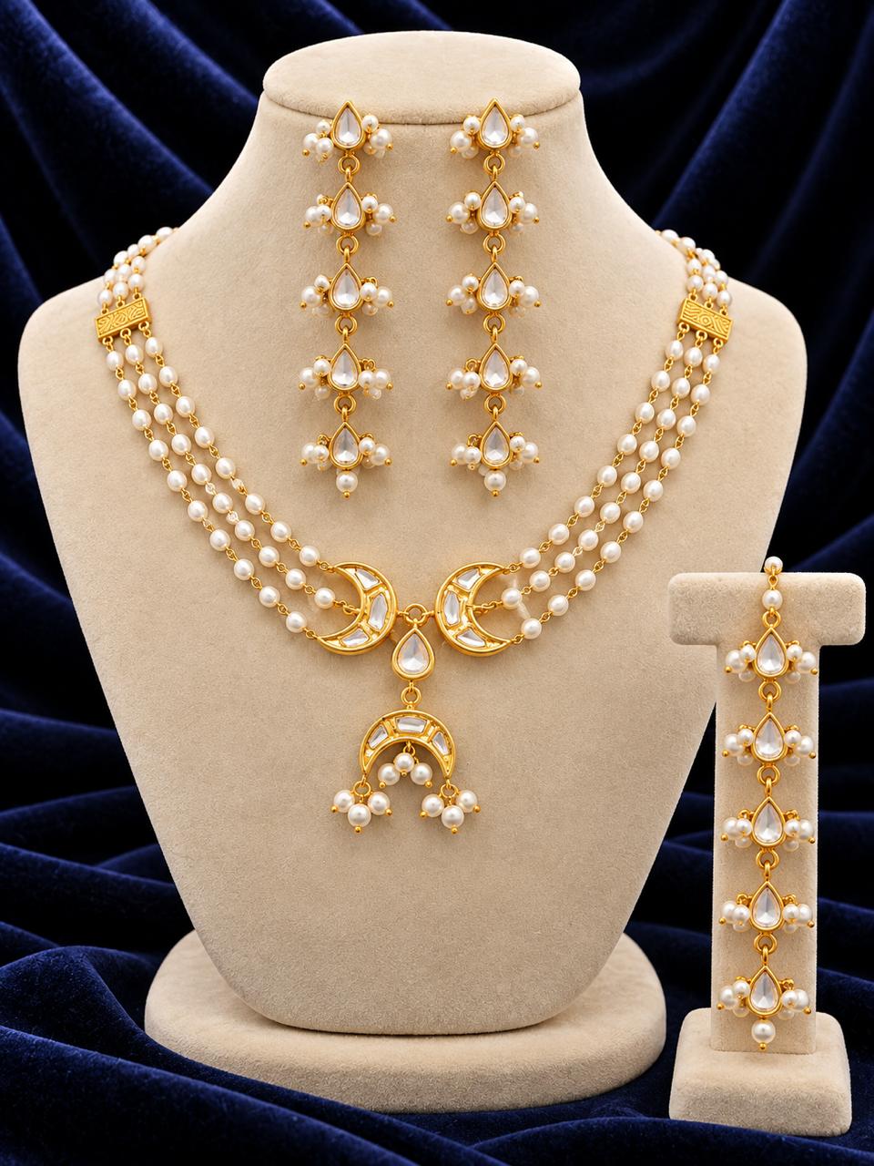 Half mooc sheesh kundan necklace set