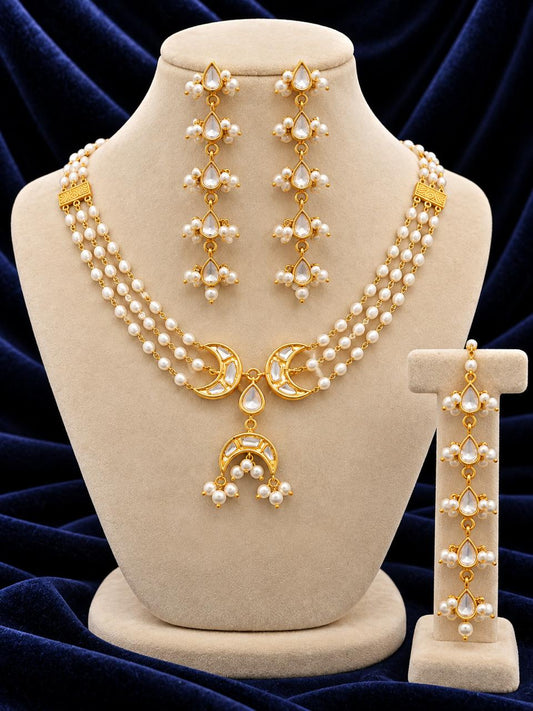 Half mooc sheesh kundan necklace set