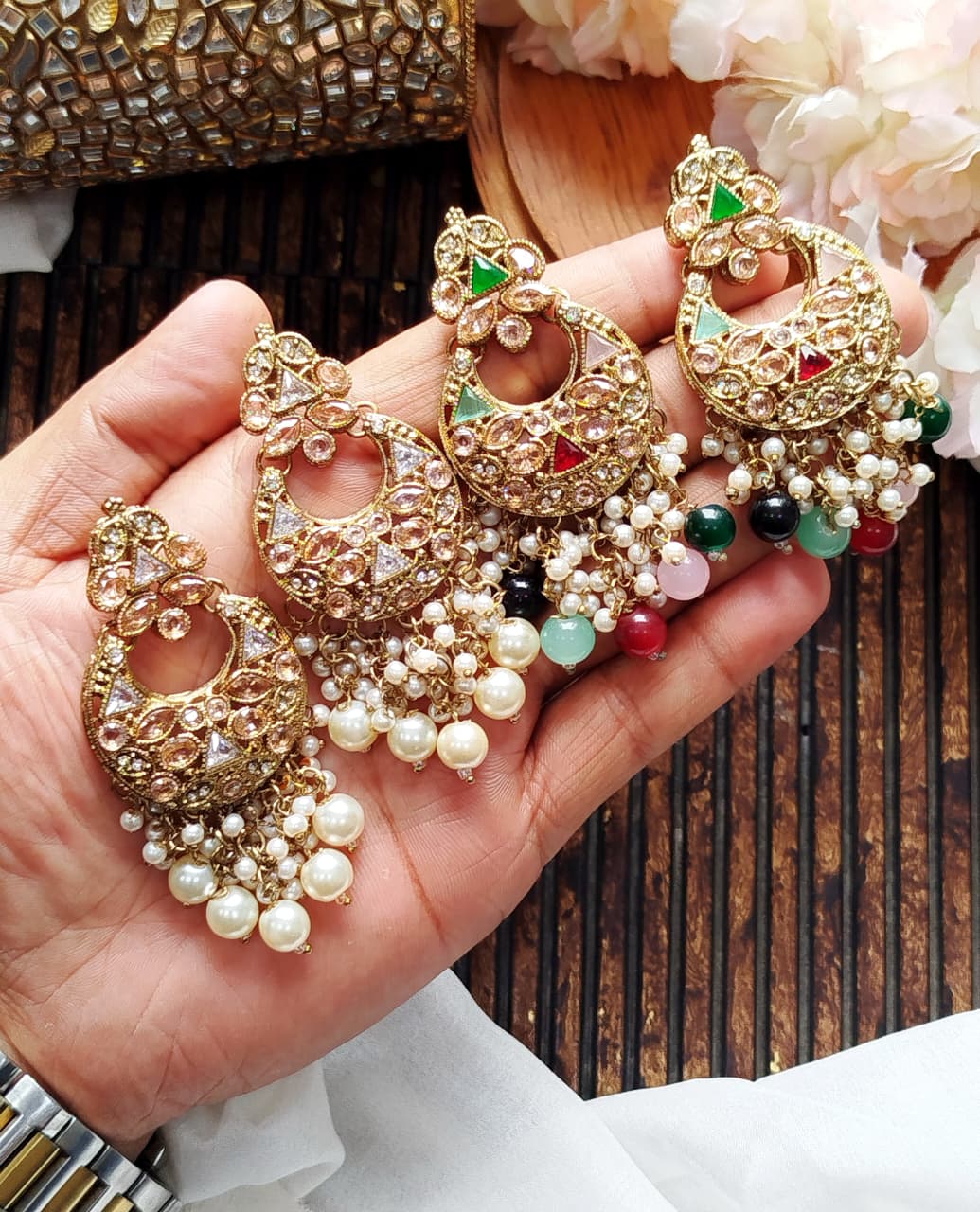 Beautiful Zarqoon stone traditional style  Earrings