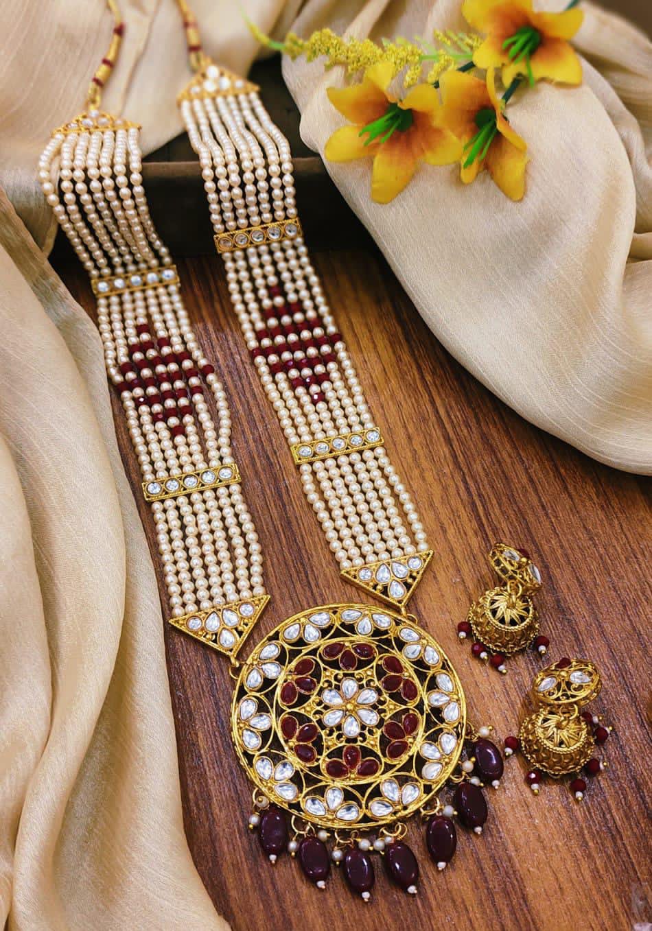 Kundan Mala Jhumkis Set