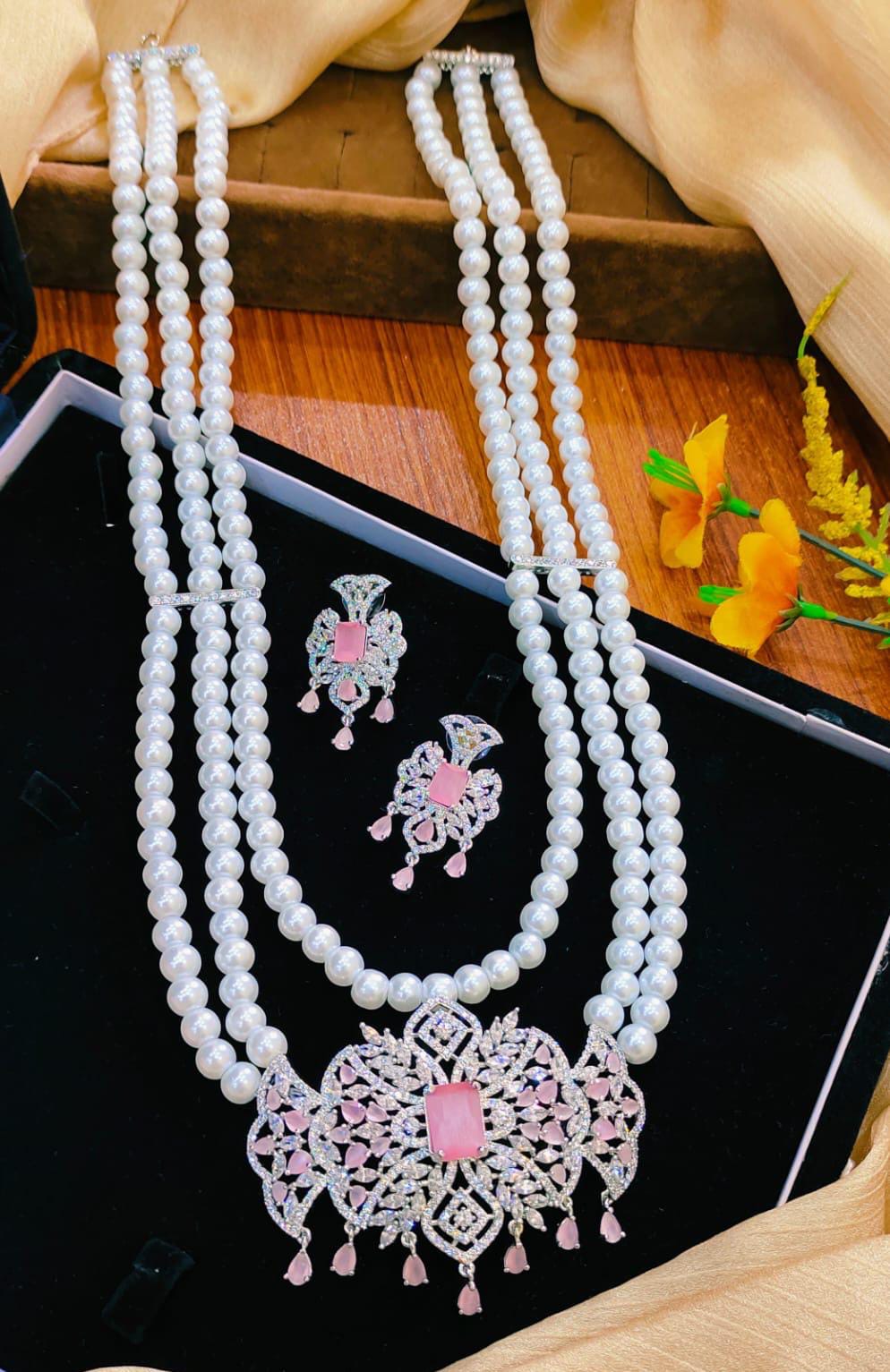 Premium Quality American Diamond Zircon Mala Set*