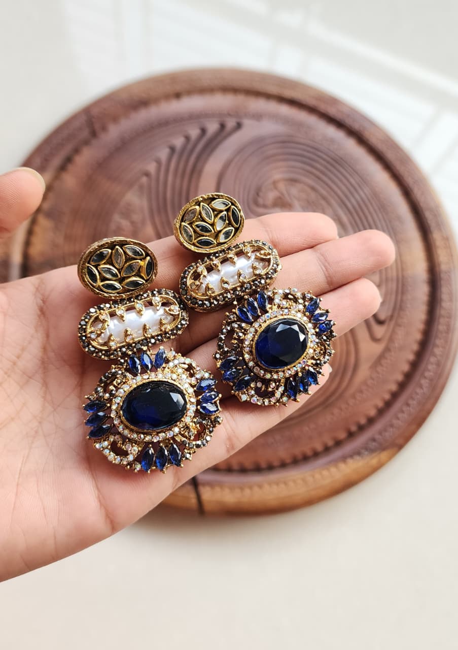 Premium quality stone with mother pearl earrings