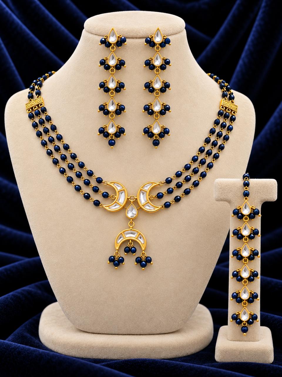 Half mooc sheesh kundan necklace set
