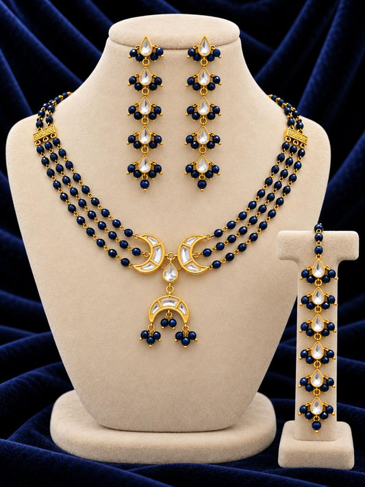Half mooc sheesh kundan necklace set