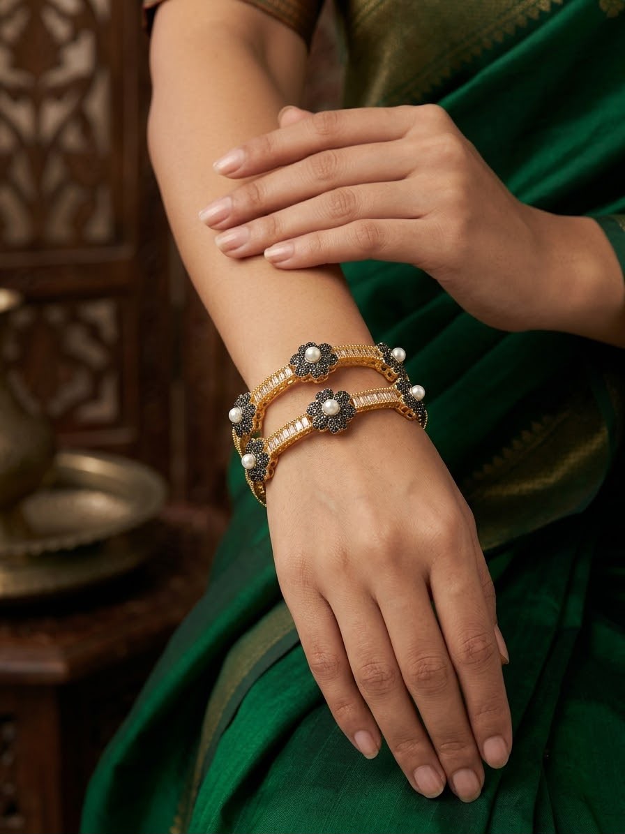 Casting Zircon Bangles Pair open able