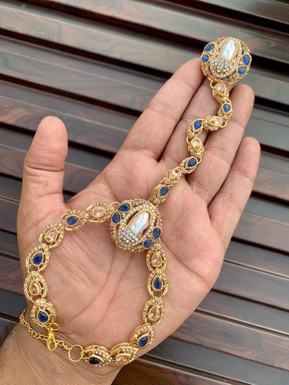 Angla Turkish style one finger ring attached with bracelet