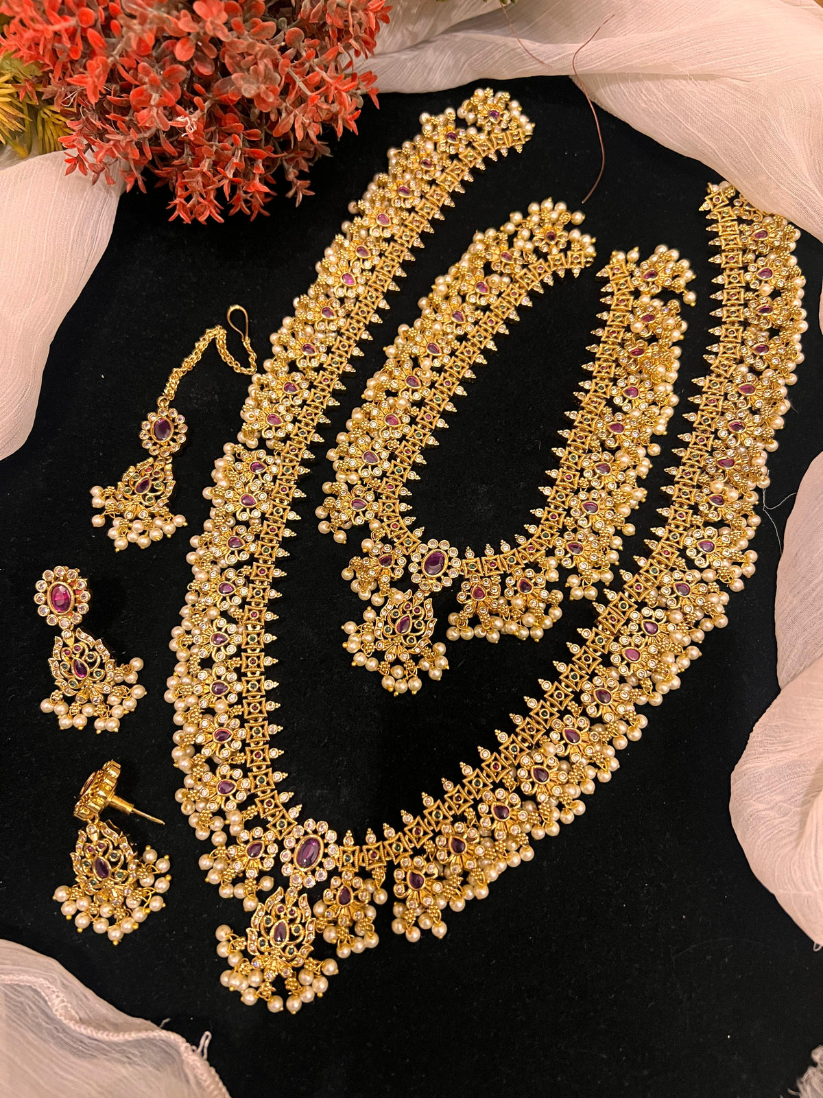 Double mala necklace haar