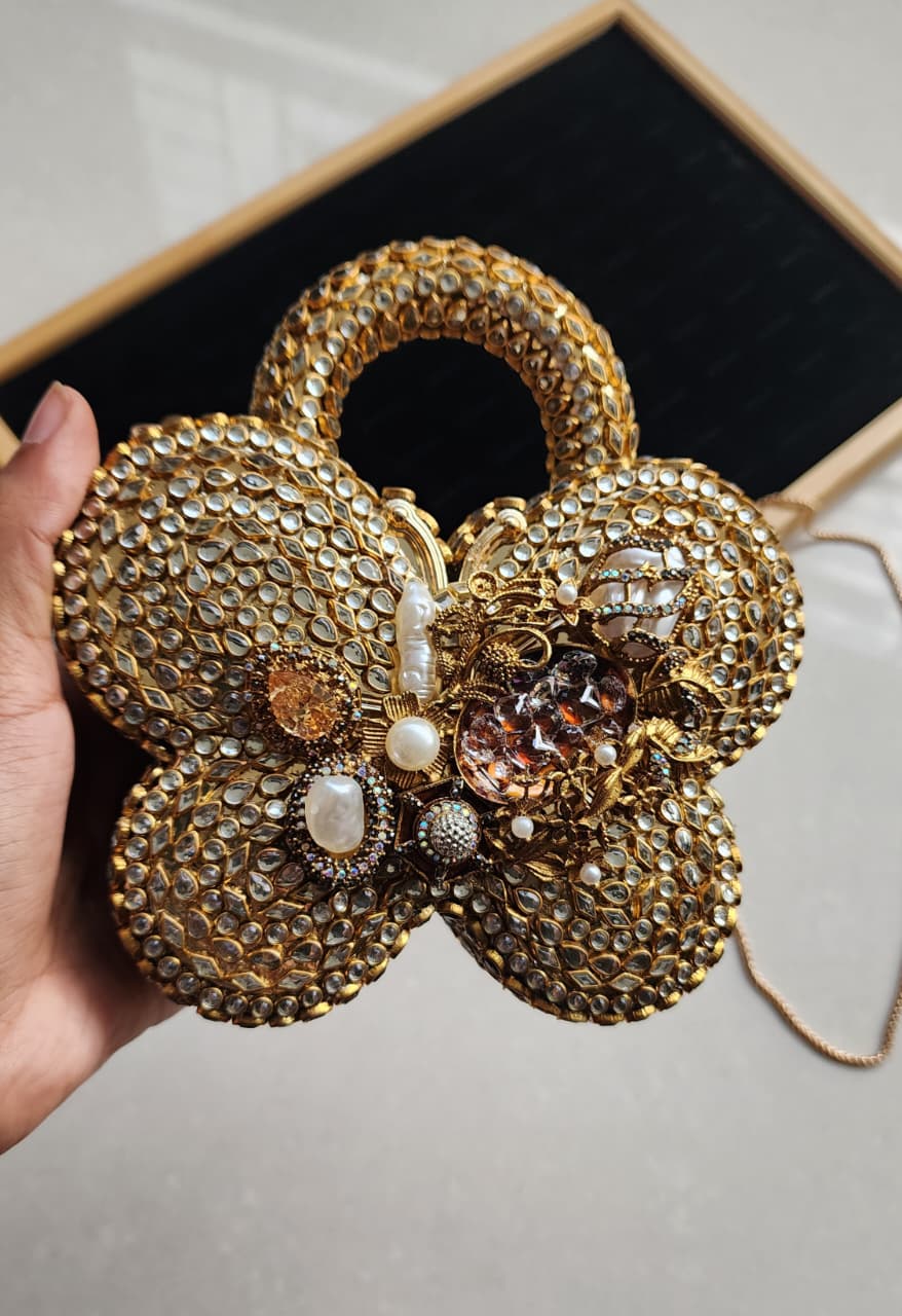 cluches kundan butterfly shape purses