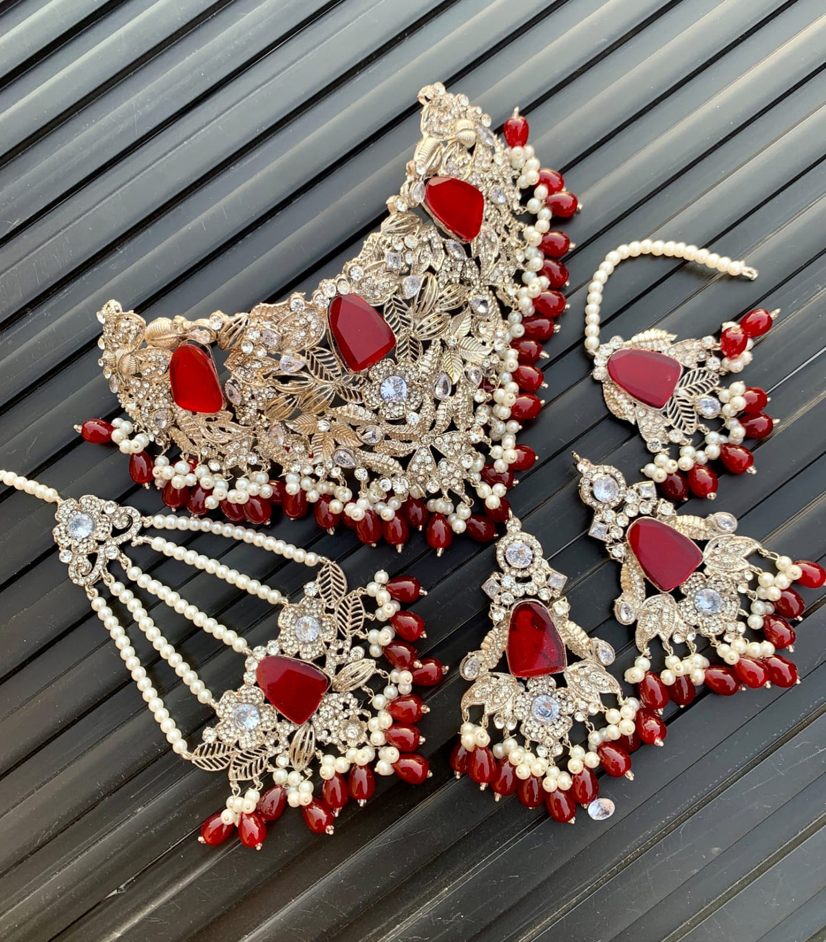 Turkish collar set in silver & golden polish