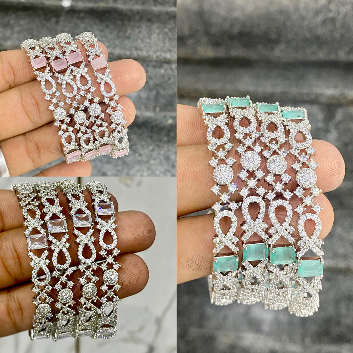Zarcon stone fine quality 2 piece bangles set
