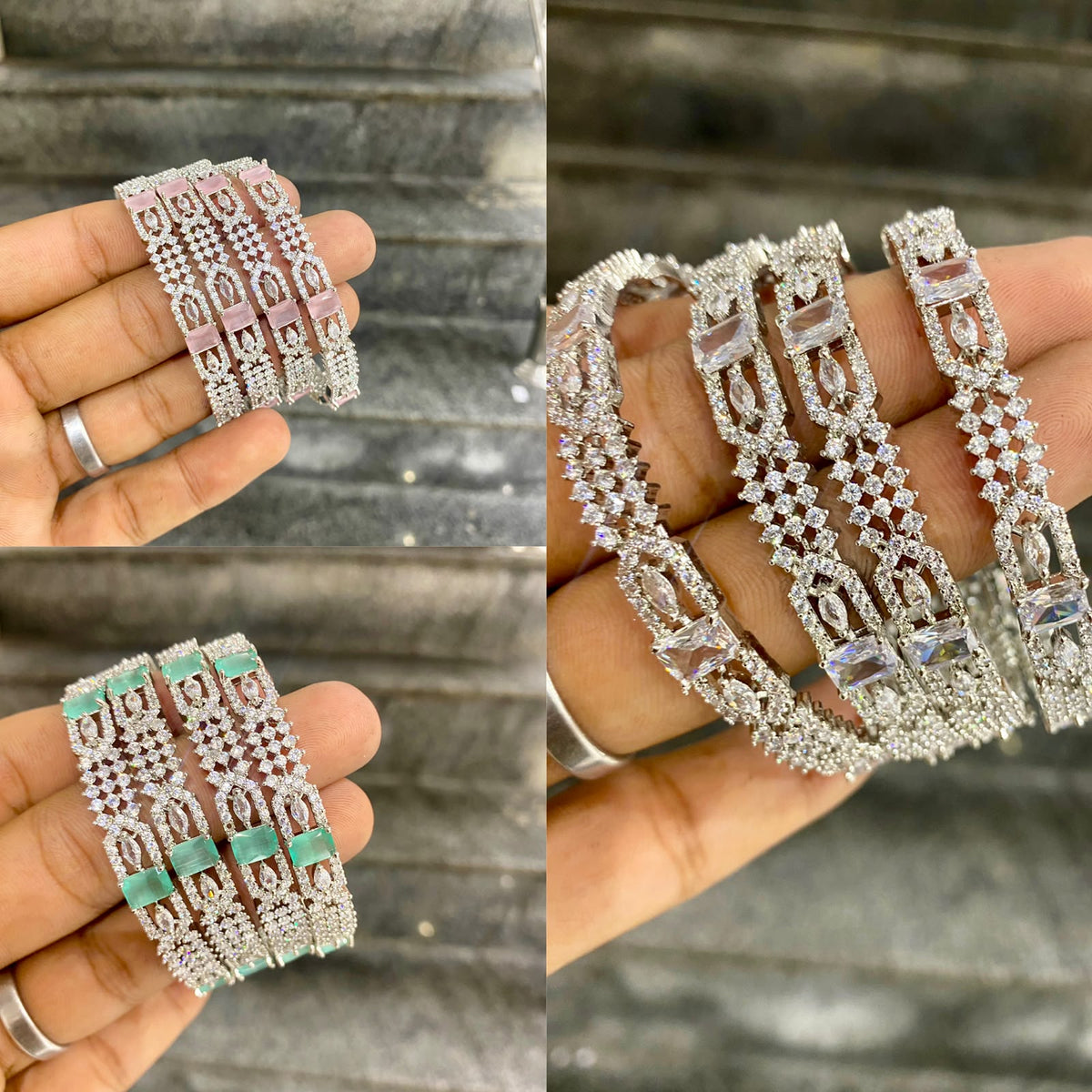 Zarcon stone fine quality 2 piece bangles set