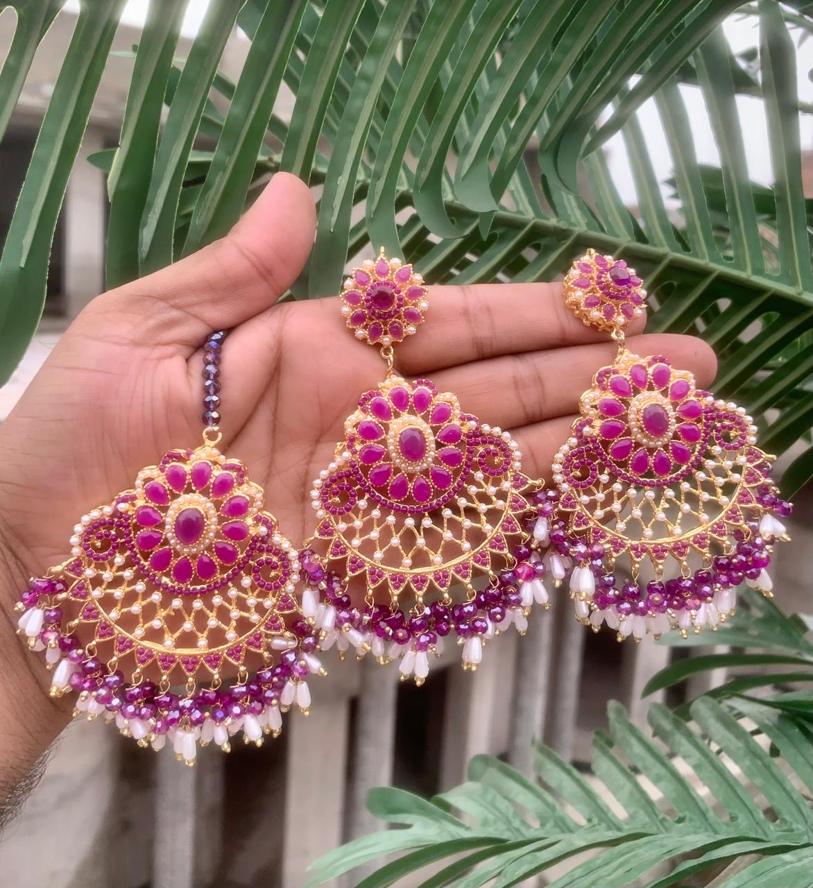 Bala earrings with tikka