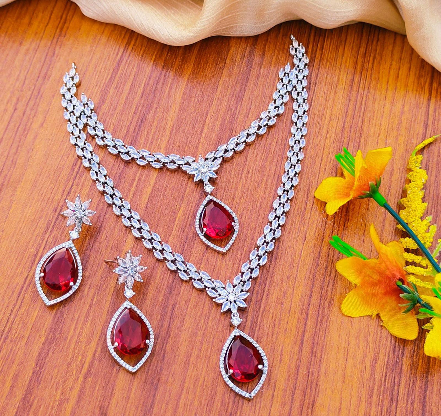 American Diamond Zircons Necklace Sets*