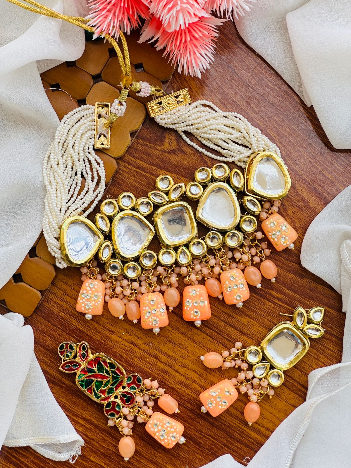 Kundan choker set with back meenakari