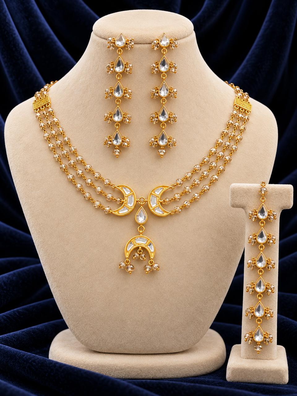 Half mooc sheesh kundan necklace set
