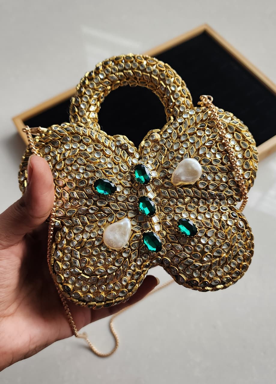 cluches kundan butterfly shape purses