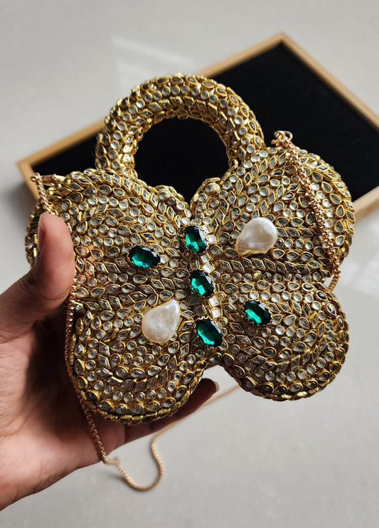 cluches kundan butterfly shape purses