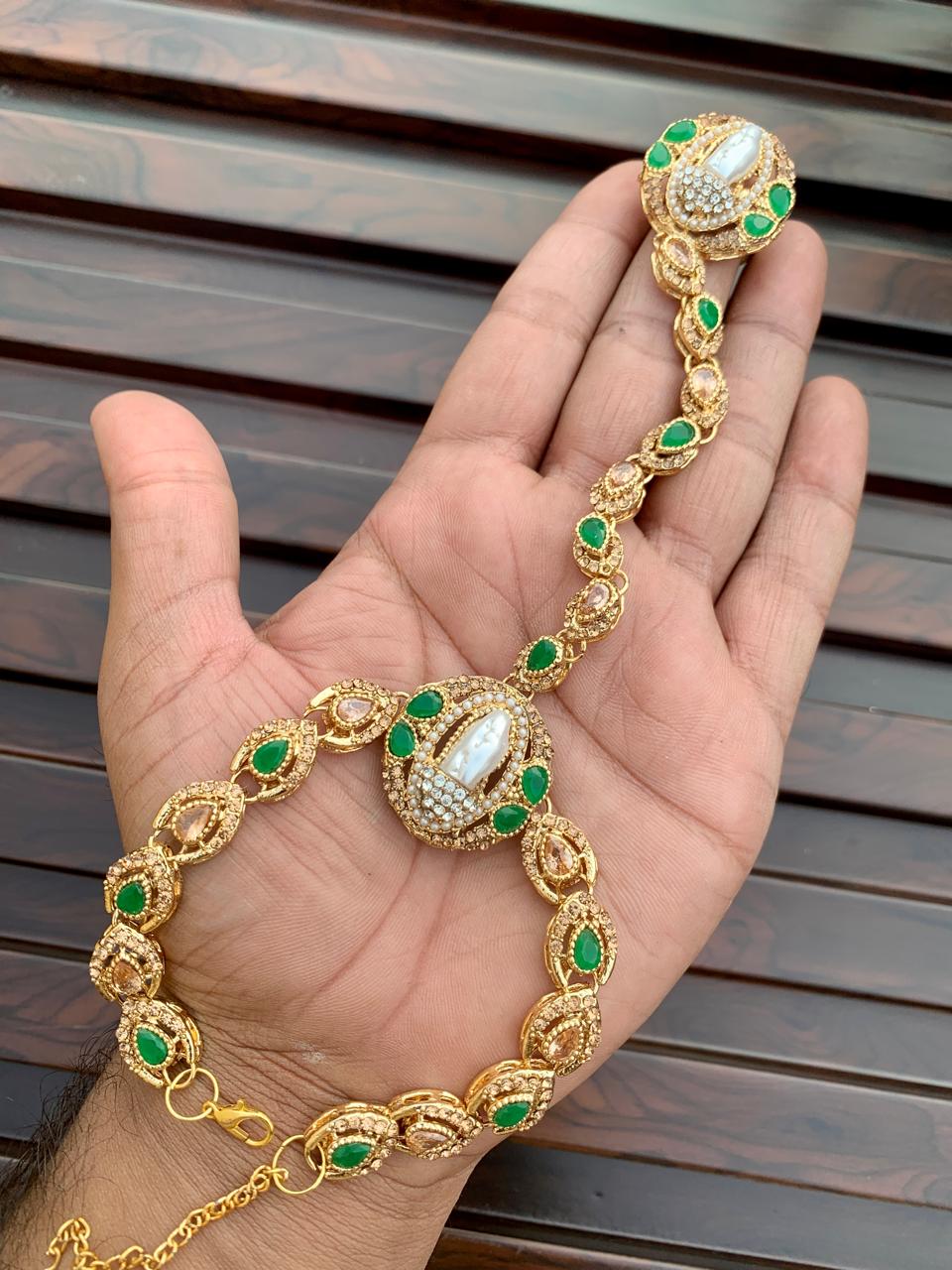 Angla Turkish style one finger ring attached with bracelet