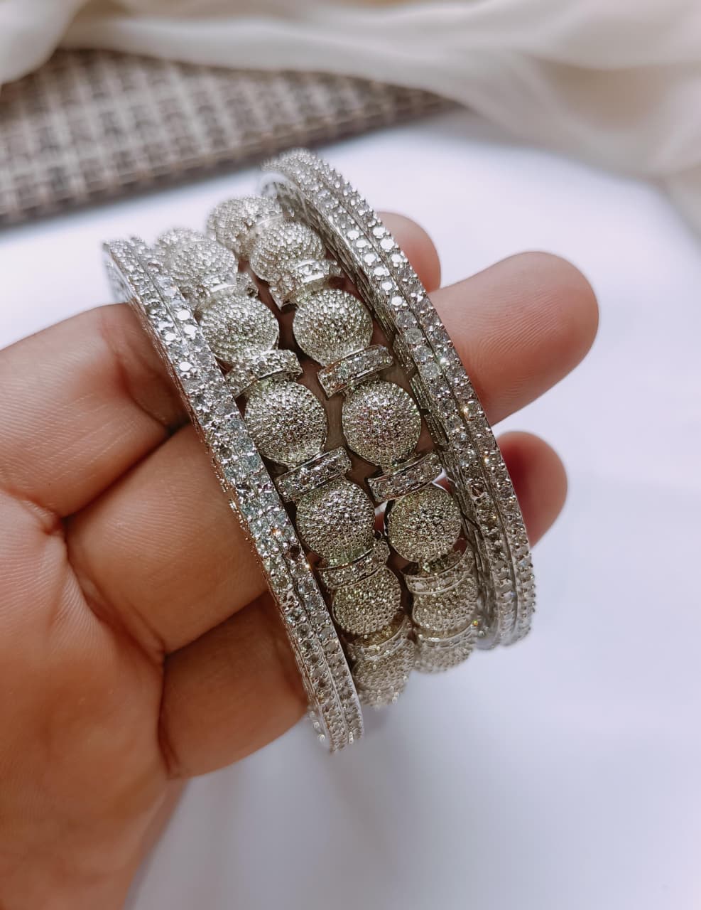 Premium Quality American Diamond Zarcon ⁶Pec Bangels Size ².4  ².6  ².8  ².10