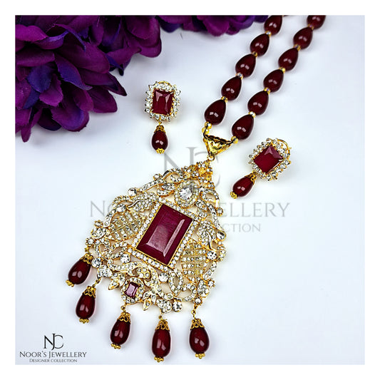 Ruby Gold Pendent Mala