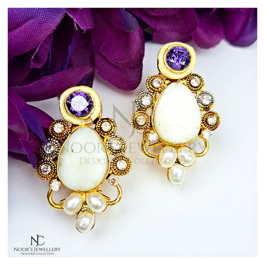 Opal amethyst earrings