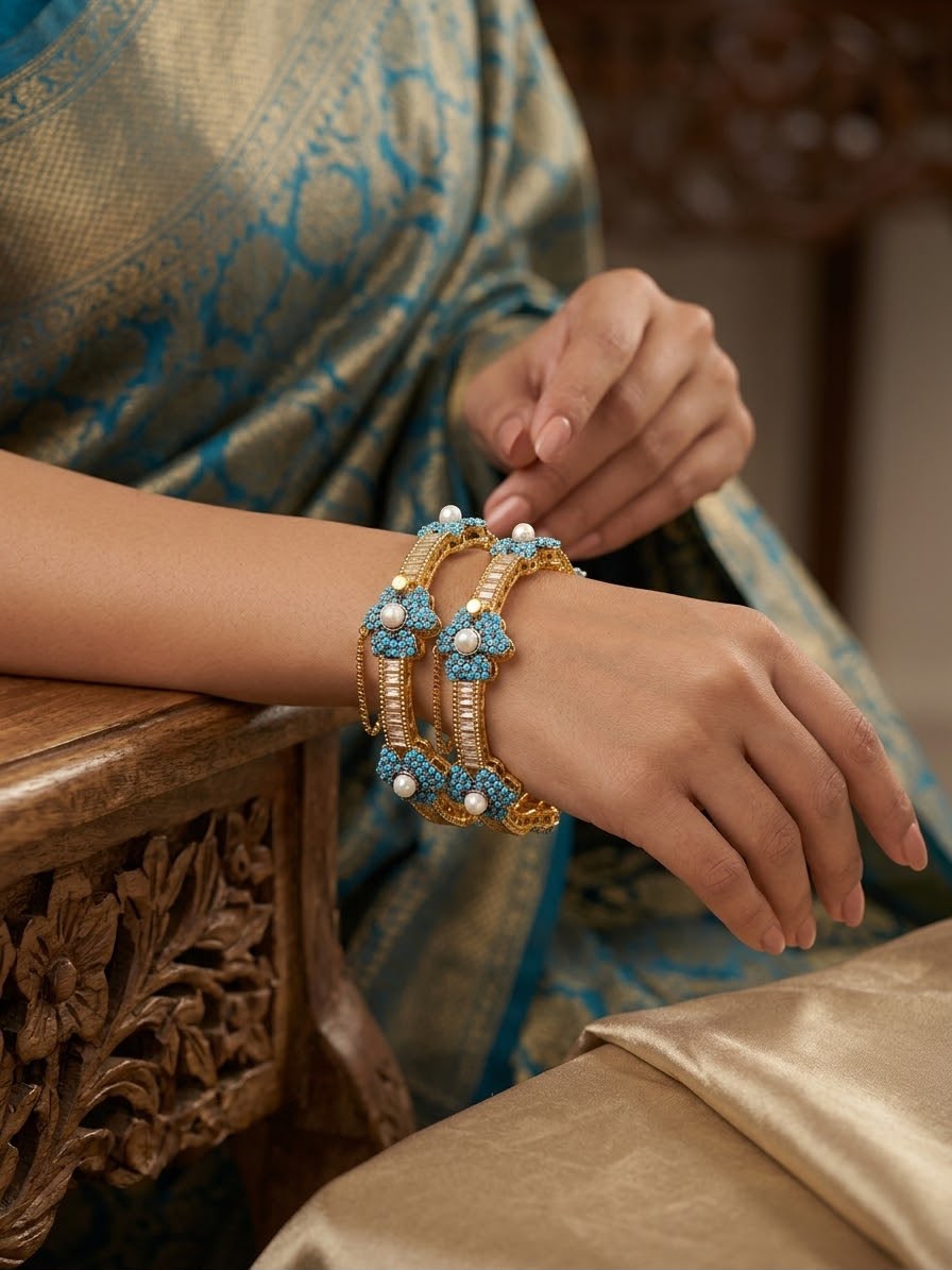 Casting Zircon Bangles Pair open able