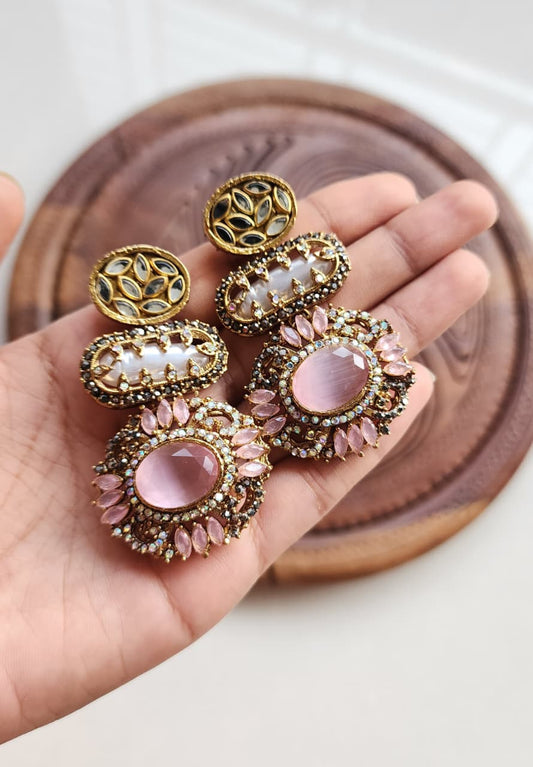 Premium quality stone with mother pearl earrings