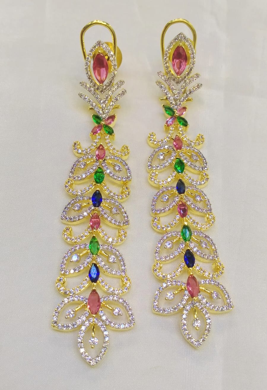 Long zircon earrings