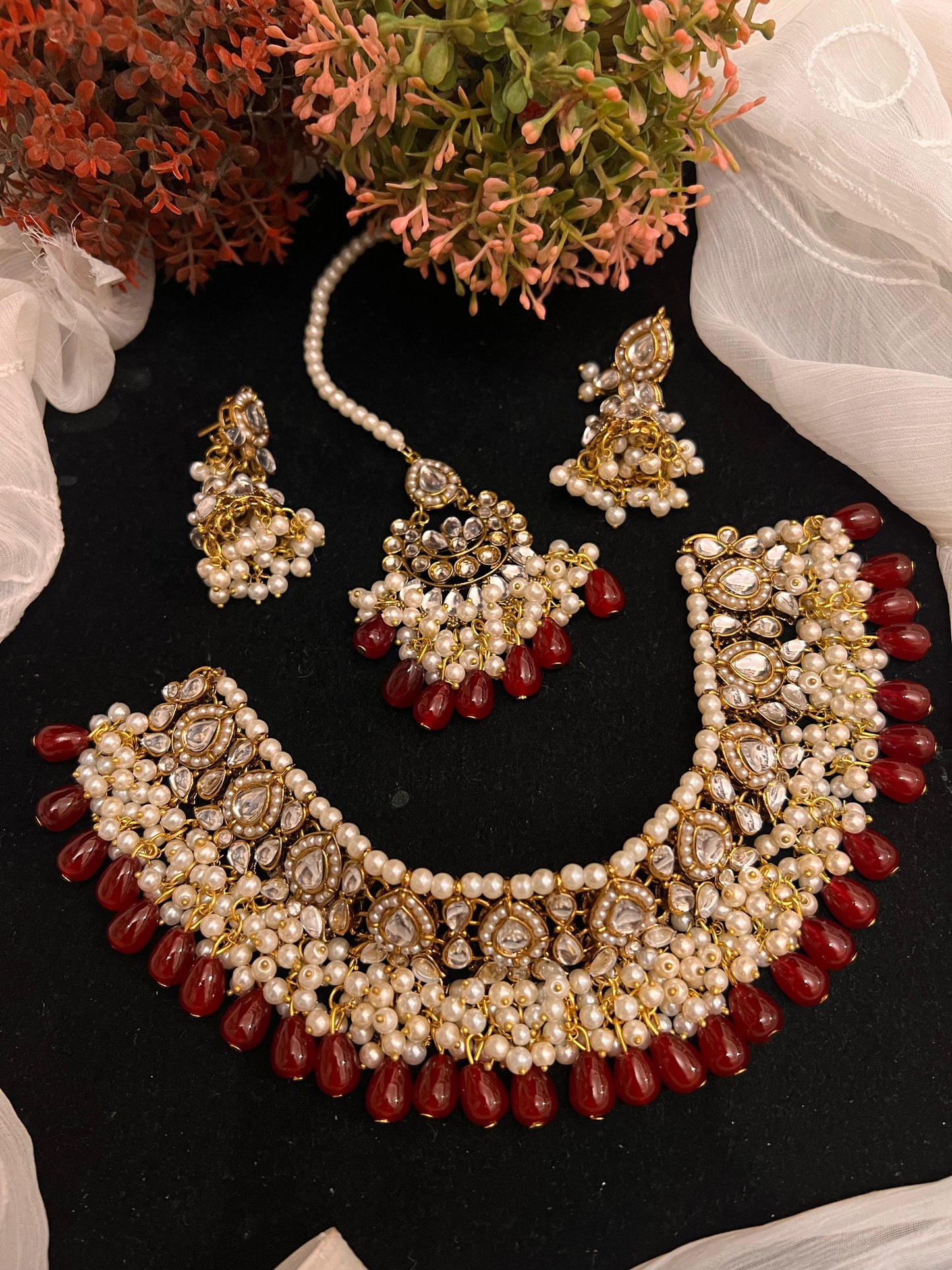Sheesh kundan necklace set